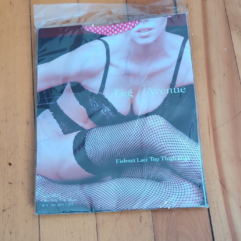 Leg Avenue Hot Pink Fishnet Thigh Highs with Lace